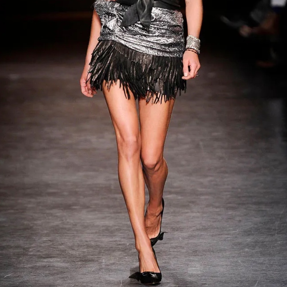 Isabel Marant Fall 2010 Runway Katell Fringed Leather Mini Skirt